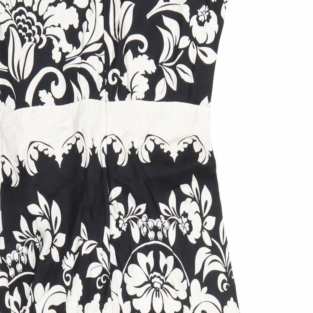 Warehouse Womens Black Floral A-Line Size 12