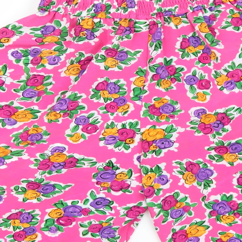 George Womens Pink Fair Isle  Paperbag Shorts Size 10