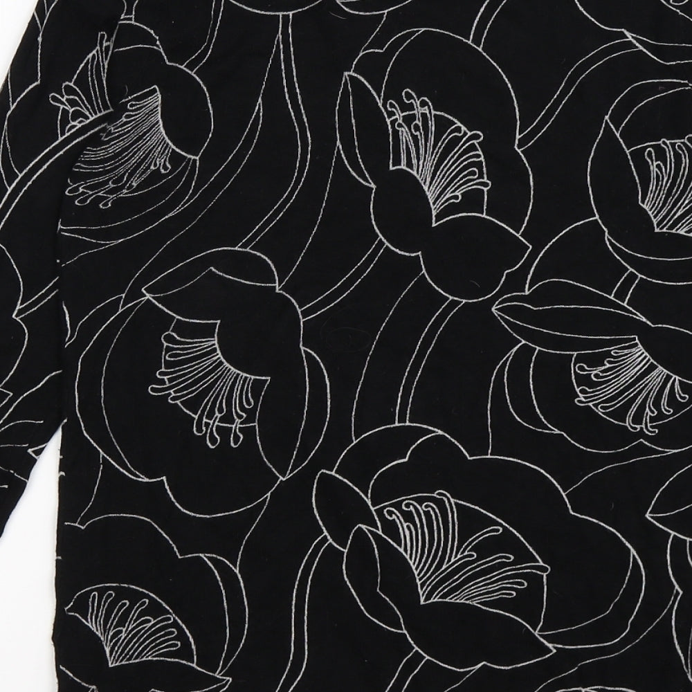 Next Womens Black Floral Knit Pullover Jumper Size 8