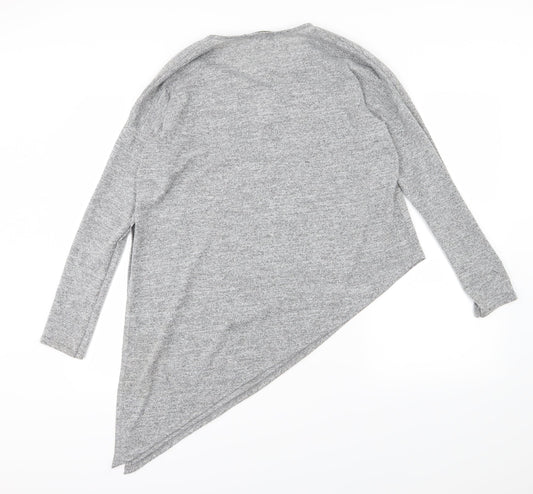 Ayanapa Womens Grey Jersey Basic T-Shirt Size 12 - Aysemmetrical Hem