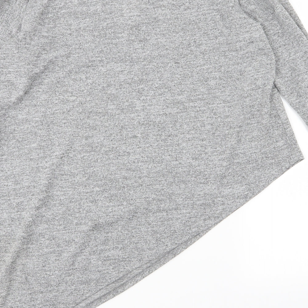 Ayanapa Womens Grey Jersey Basic T-Shirt Size 12 - Aysemmetrical Hem