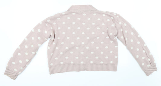Boohoo Womens Pink Polka Dot Cardigan Jumper Size M
