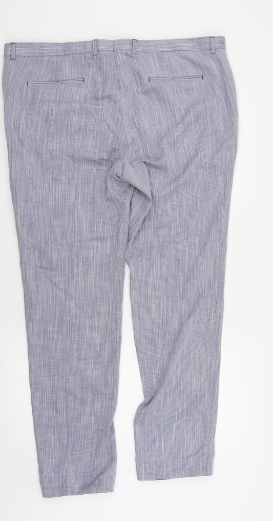 Mens UK Size 42 in VIGGO Regular Fit Dress Pants Blue Trousers