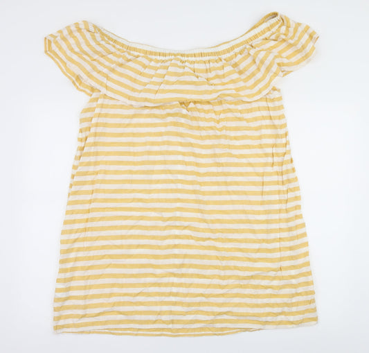 Papaya Womens Yellow Striped Jersey A-Line Size 16