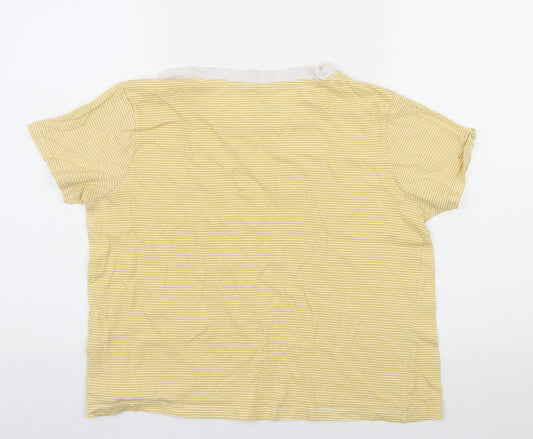 Primark Womens Yellow Striped Jersey Basic T-Shirt Size 10 - Made With Love