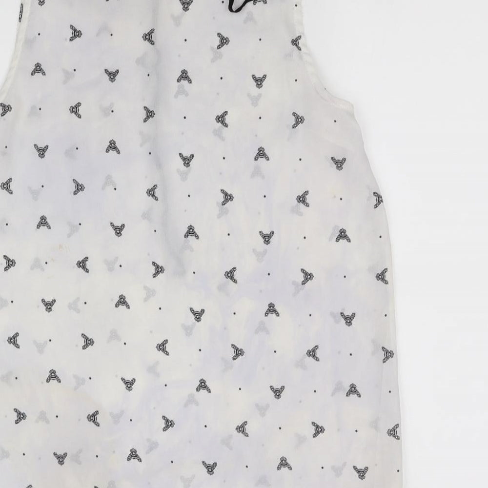 millium Womens White Basic Blouse Size L
