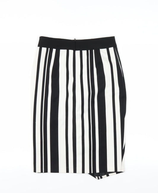 F&F Womens Black Striped  Straight & Pencil Skirt Size 8