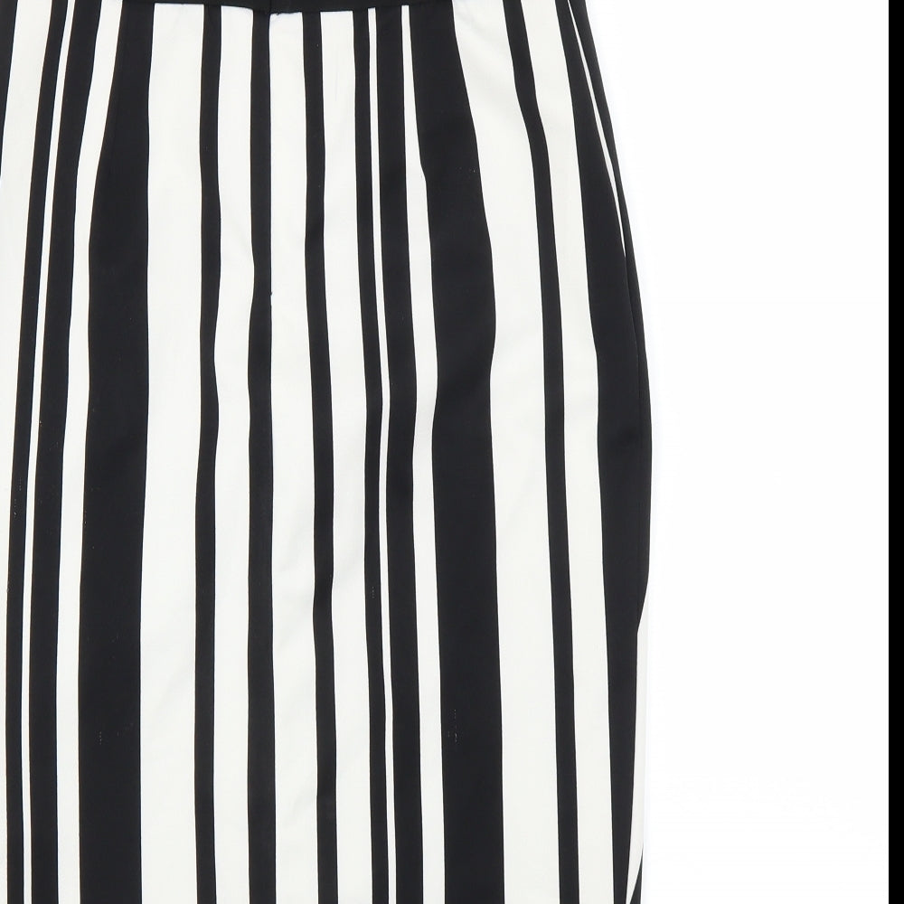 F&F Womens Black Striped Straight & Pencil Skirt Size 8