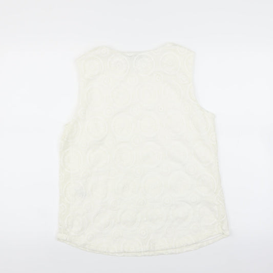 Matalan Womens White Floral Basic Blouse Size 12 - lace detail