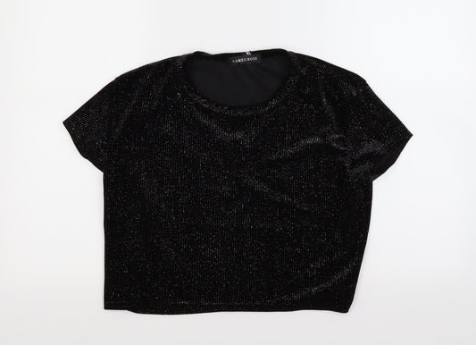 Womens UK Size 12 cameo rose Black Cropped T-Shirt