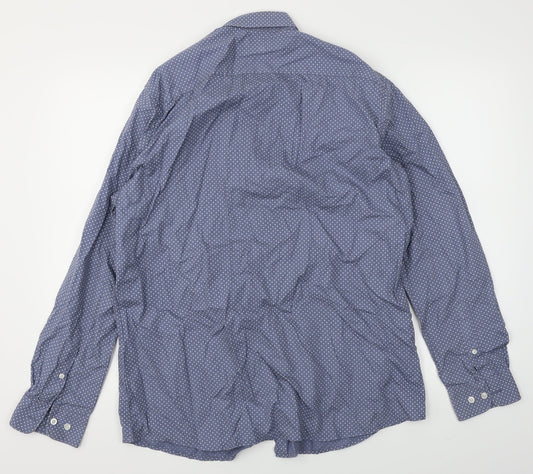 Frederik Anderson Mens Blue Polka Dot Dress Shirt Size XL