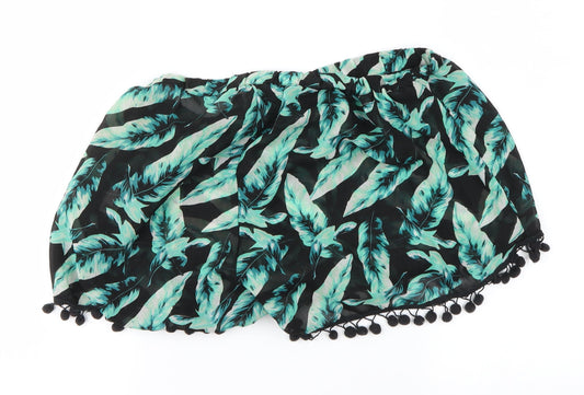 Boohoo Womens Black Floral  Hot Pants Shorts Size L