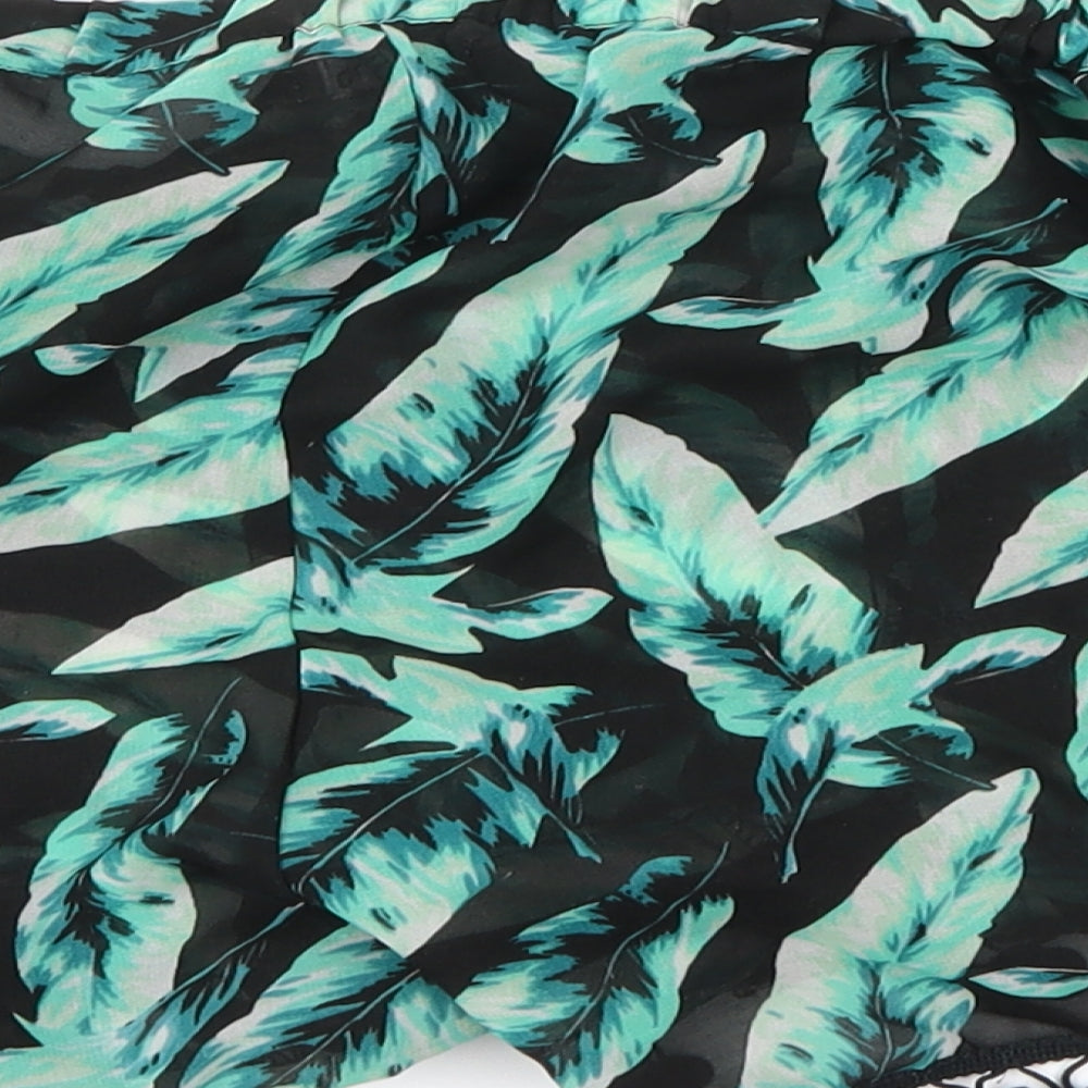 Boohoo Womens Black Floral Hot Pants Shorts Size L