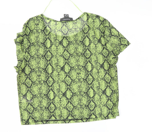 Primark Womens Green Animal Print Basic Blouse Size M