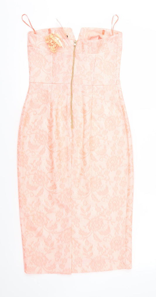River Island Womens Orange Floral Sheath Size 10