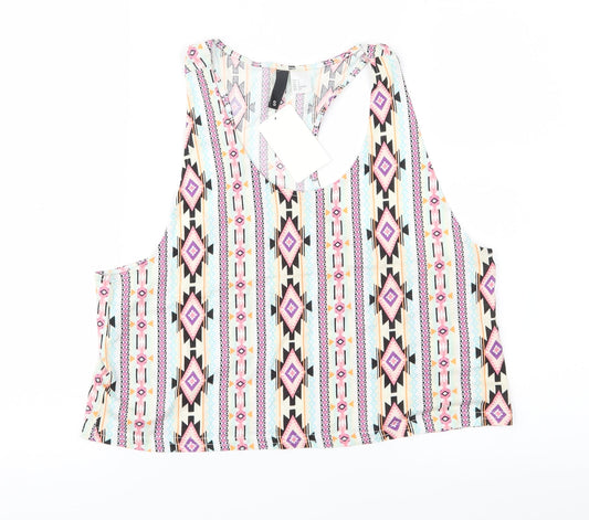 Divided Womens Multicoloured Geometric Cropped Tank Size S