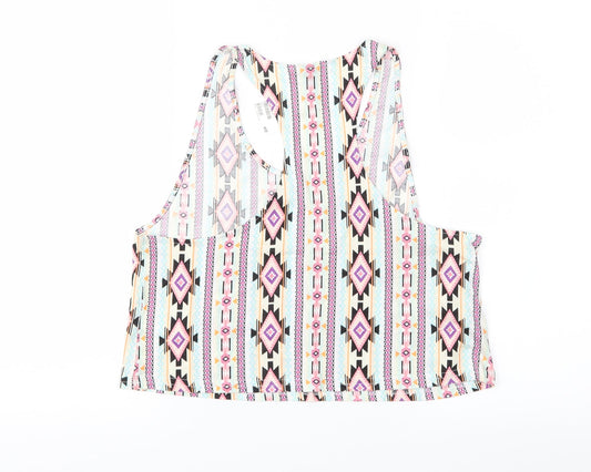 Divided Womens Multicoloured Geometric Cropped Tank Size S