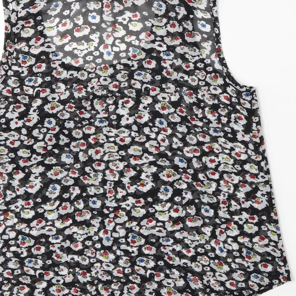 Cameo Rose Womens Black Floral Basic Blouse Size S