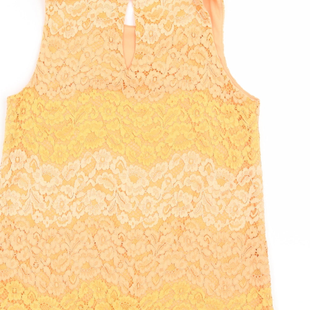 F&F Womens Orange Floral Basic Blouse Size 6
