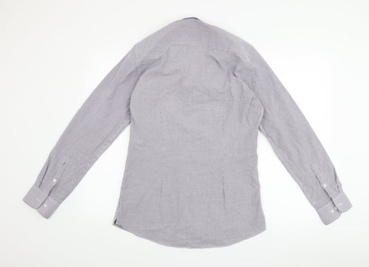 Mens UK Size 15 NEXT Purple Button-Up Long Sleeve Casual Shirt