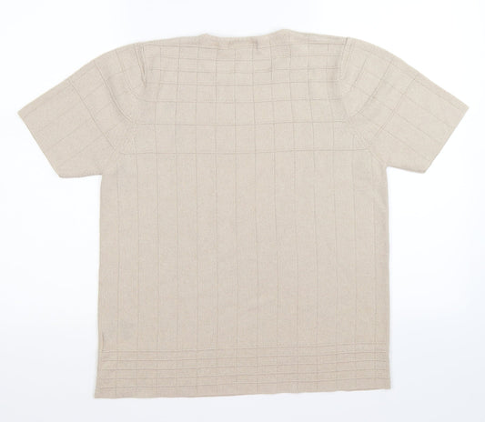 Jumper Womens Beige Check Knit Pullover Jumper Size M