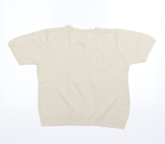 berketex Womens Beige Floral Knit Pullover Jumper Size 14