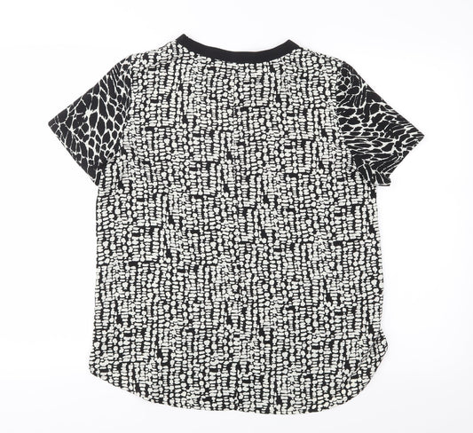 M&S Womens Black Animal Print Basic Blouse Size 10