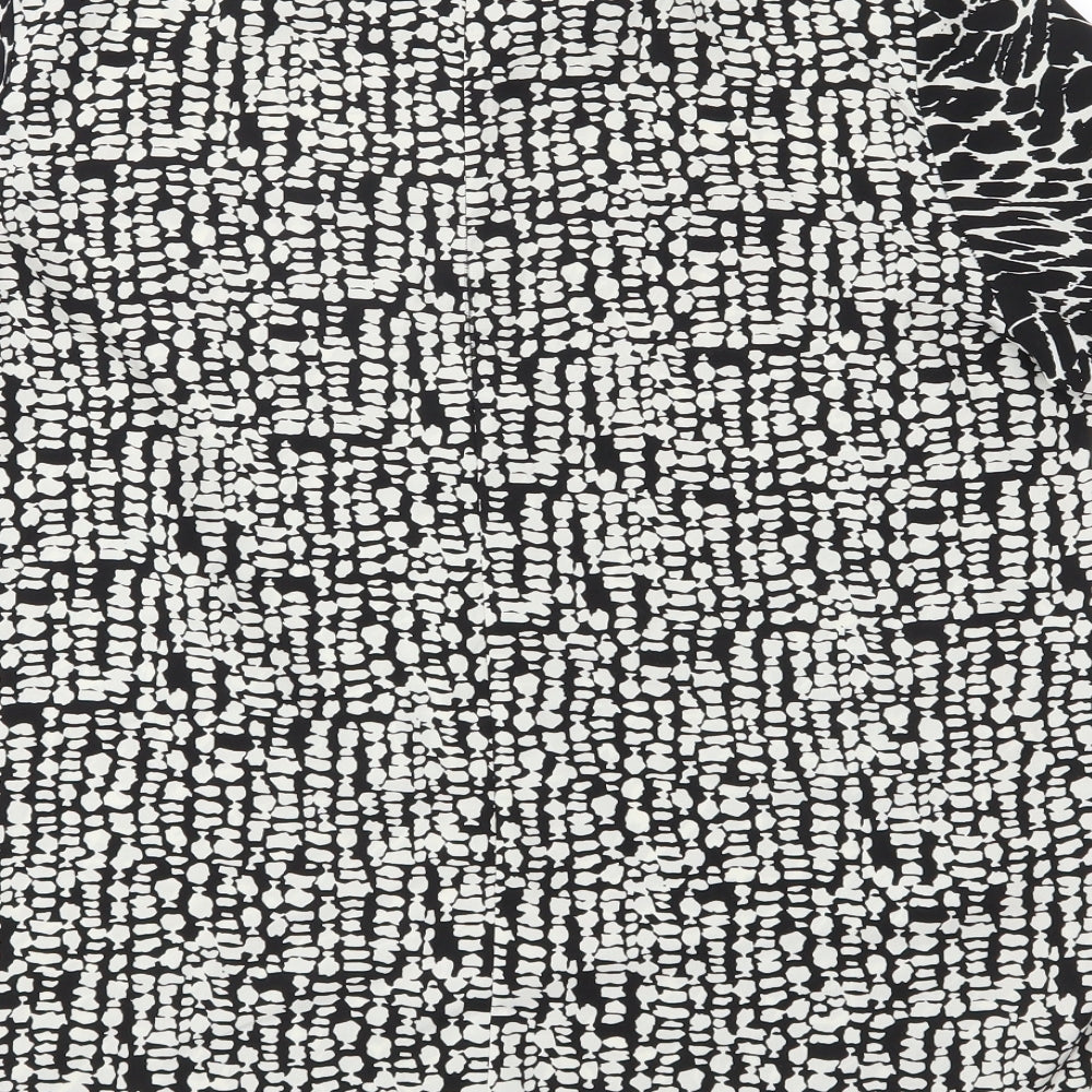 M&S Womens Black Animal Print Basic Blouse Size 10