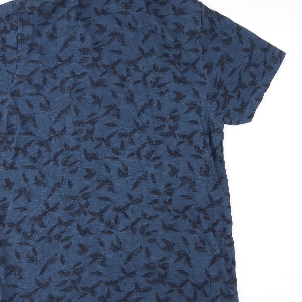 River Island Mens Blue Polo Size XS - Feather pattern
