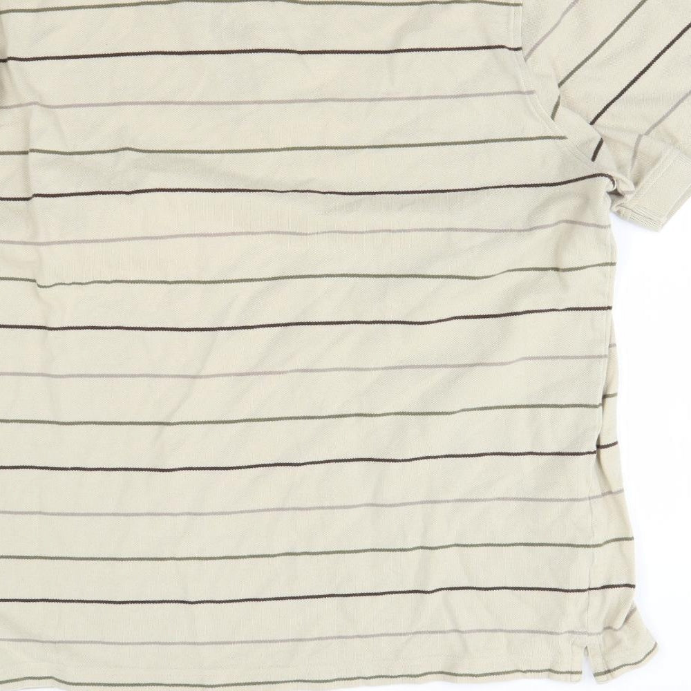 Preworn Mens Beige Striped Polo Size XL