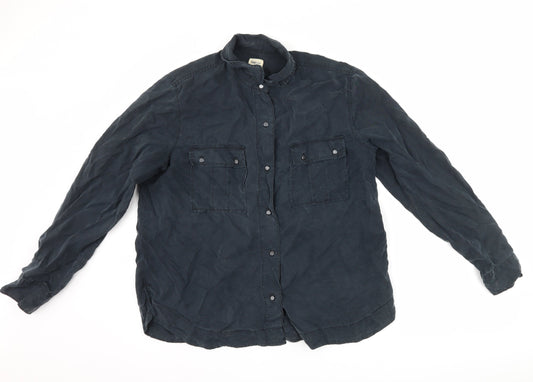 Womens UK Size L Gap Black Basic Button-Up