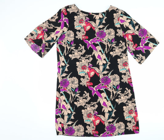 F&F Womens Black Floral Shift Size 12