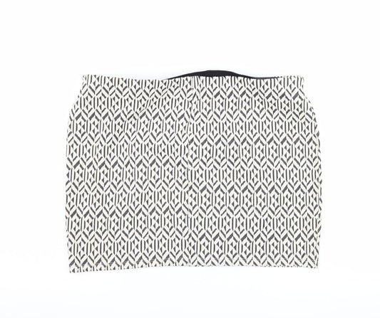 Primark Womens Ivory Geometric  Mini Skirt Size 16