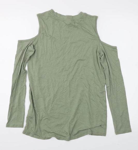 Womens UK Size 6 Topshop Green Basic T-Shirt