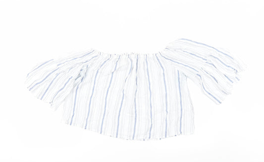 Womens UK Size 12 Preworn White Cropped Blouse