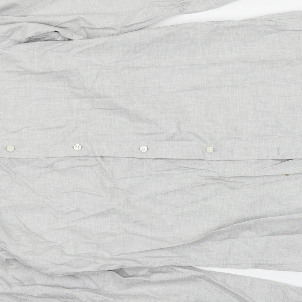 Mens UK Size M NEXT Grey Button-Up Long Sleeve Casual Shirt