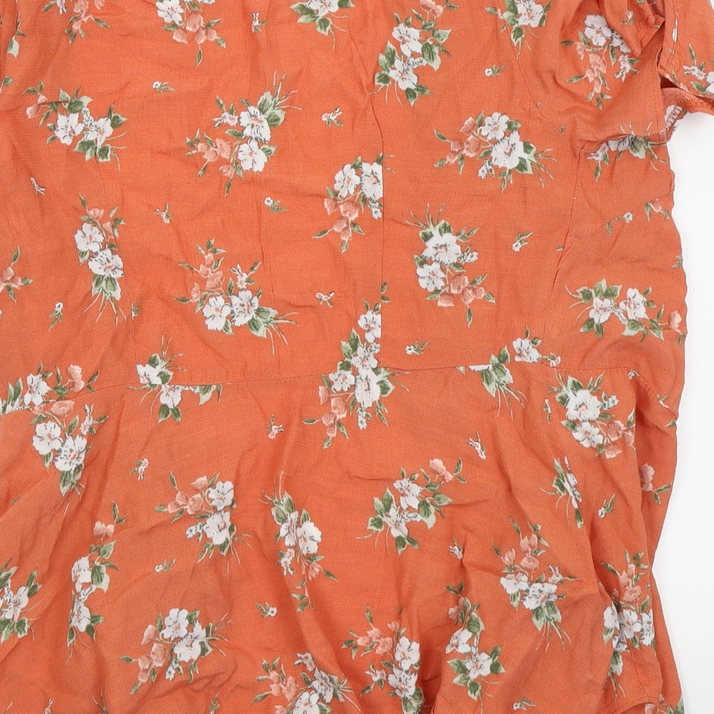 Womens UK Size 14 Newlook Orange Basic T-Shirt