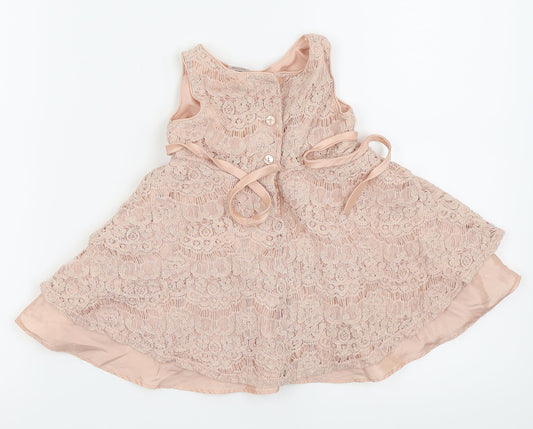 Bloome Girls Pink Floral Fit & Flare Size 24 Months