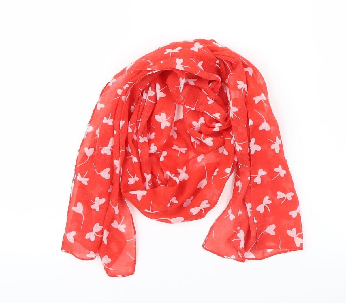 Preworn Womens Red Geometric Scarf