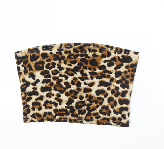 SHEIN Womens Brown Animal Print Basic T-Shirt Size 6 - Tube top