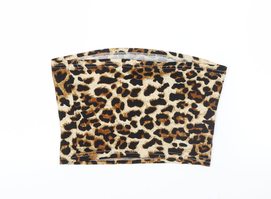 SheIn Womens Brown Animal Print Basic T-Shirt Size 6 - Tube top