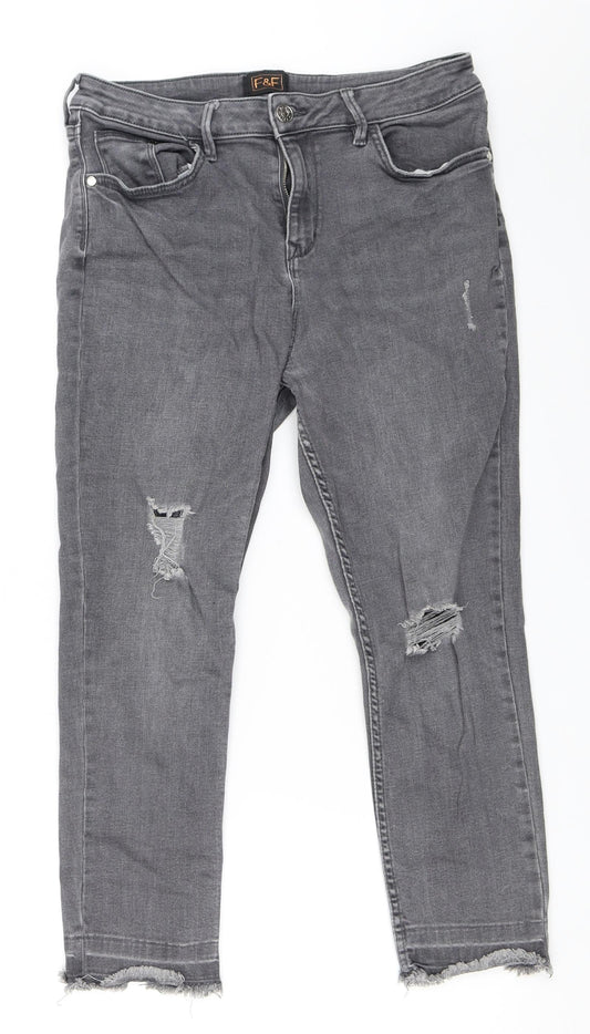 Womens UK Size 12 F&F Regular Fit Skinny Grey Jeans