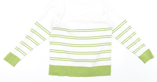 Sweewe Womens Green Striped Pullover Jumper Size M