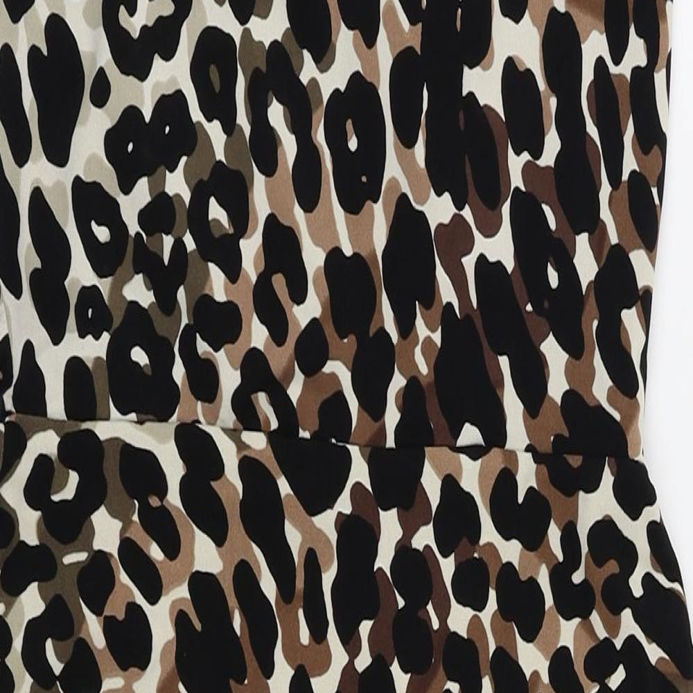 Debenhams Womens Black Animal Print Fit & Flare Size 8