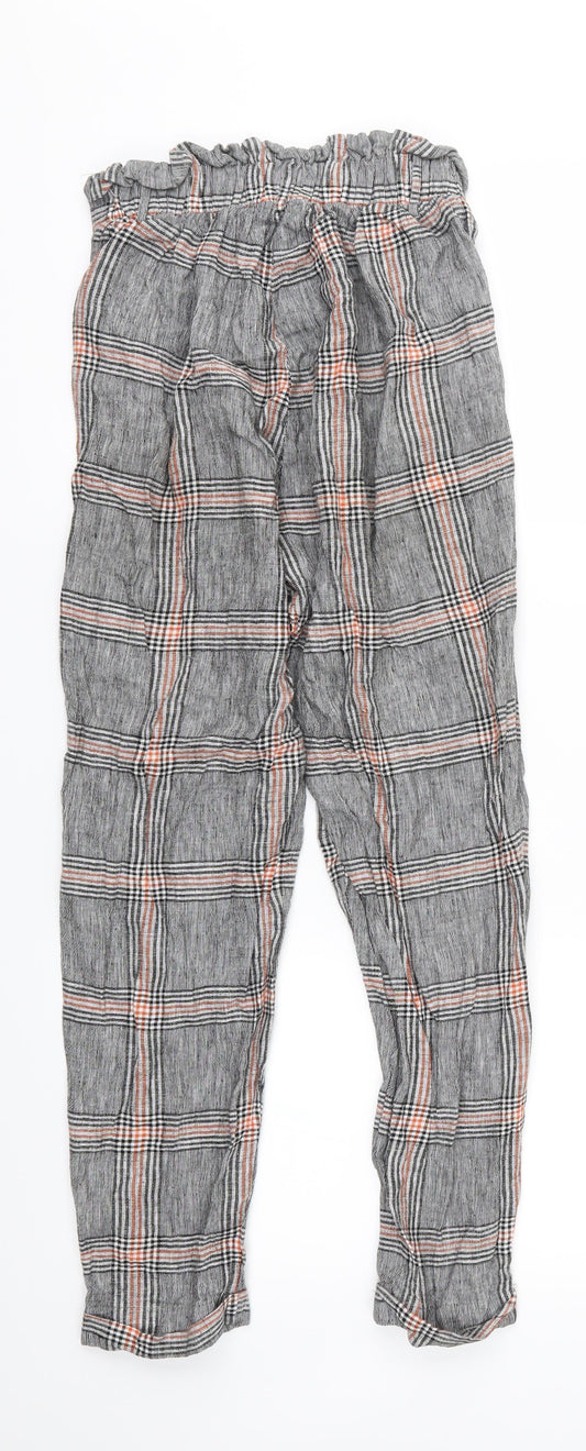 Bershka Womens Grey Check Trousers Size S L26 in