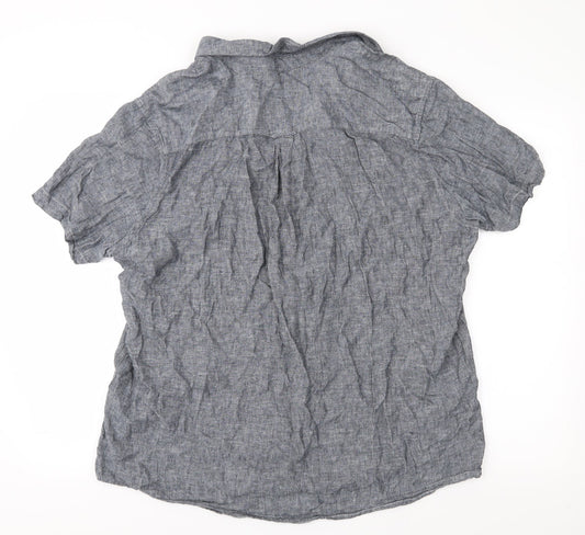 Mens UK Size XL Pep & Co Grey Button-Up Short Sleeve Casual Shirt