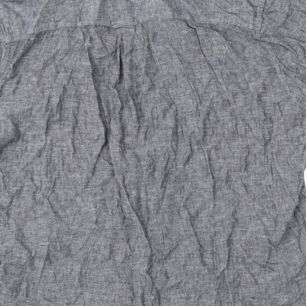 Mens UK Size XL Pep & Co Grey Button-Up Short Sleeve Casual Shirt