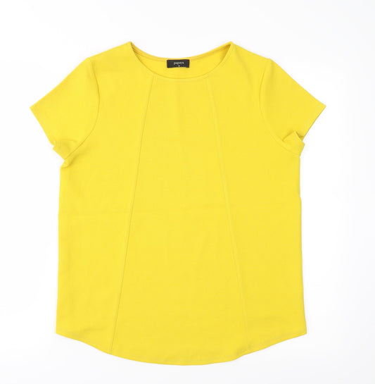 Womens UK Size 10 Papaya Yellow Basic Blouse