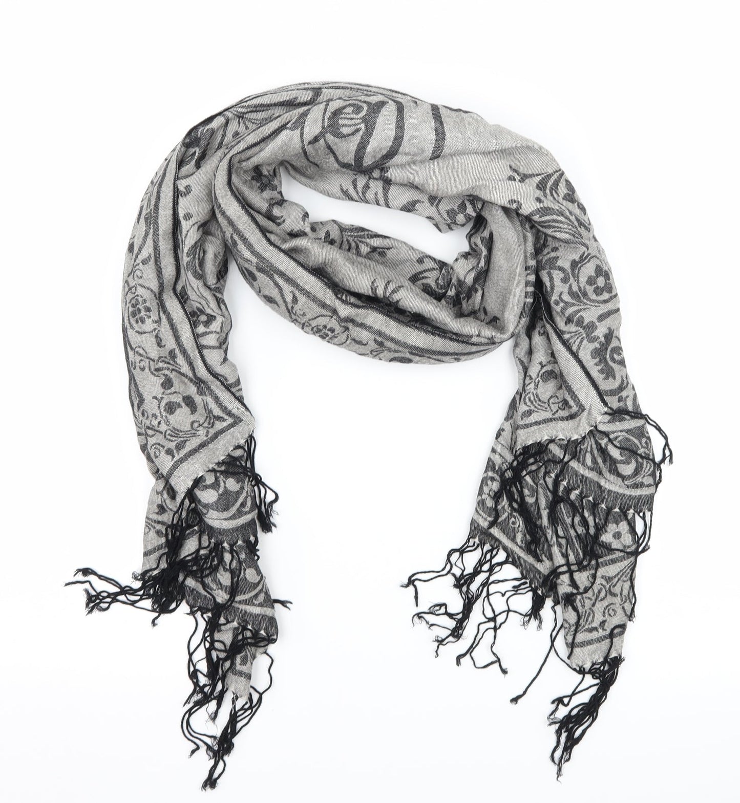 Preworn Womens Grey Geometric Scarf
