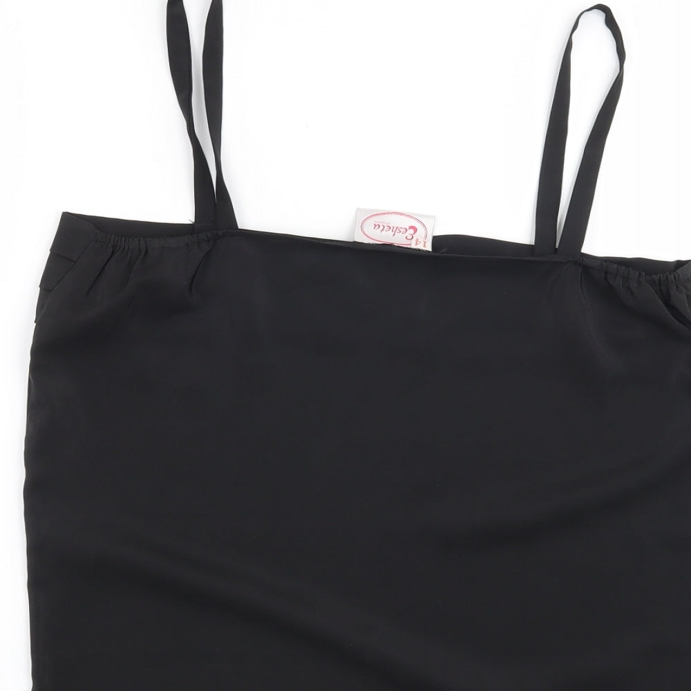 Womens UK Size 14 Preworn Black Basic Blouse